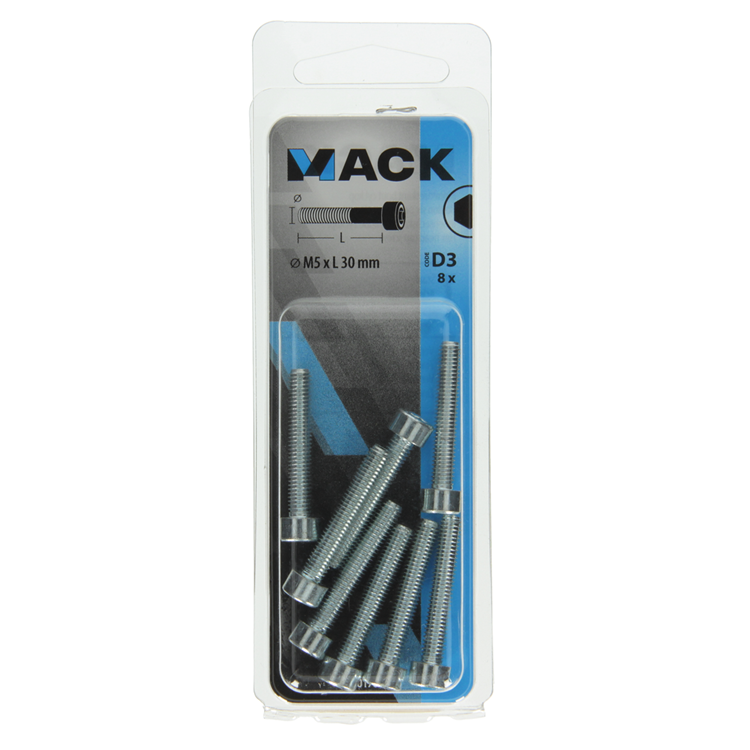 Afbeelding laden in galerijviewer, Mack 1017647 - binnenzeskant bout cyl.kop verz. 8 st m5 x 30 mm | 10 stuks