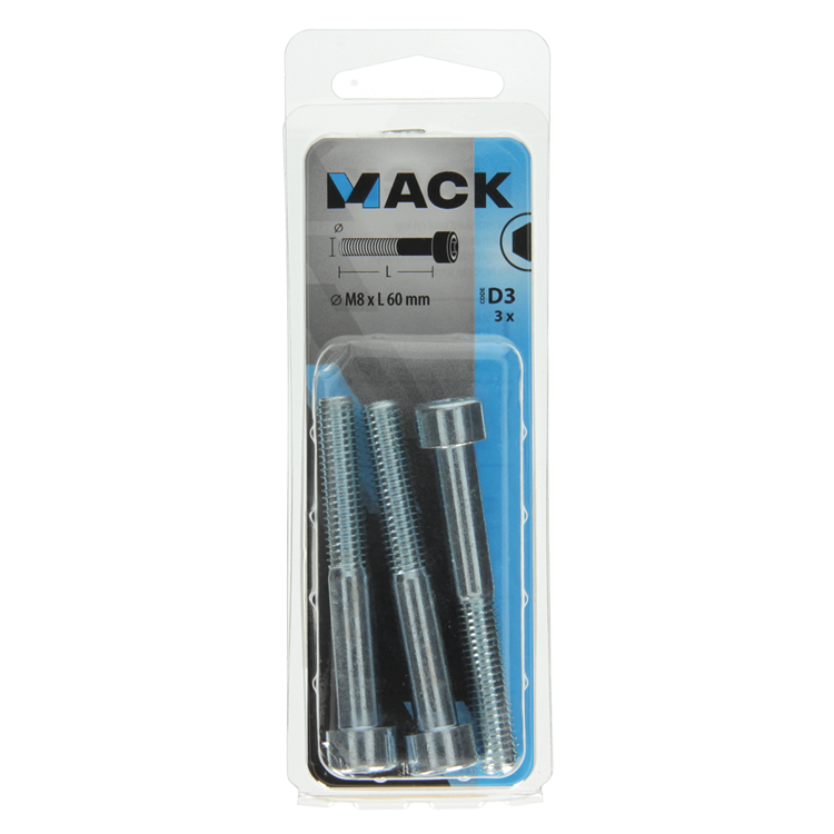 Afbeelding laden in galerijviewer, Mack 1017655 - binnenzeskant bout cyl.kop verz. 3 st m8 x 60 mm | 10 stuks
