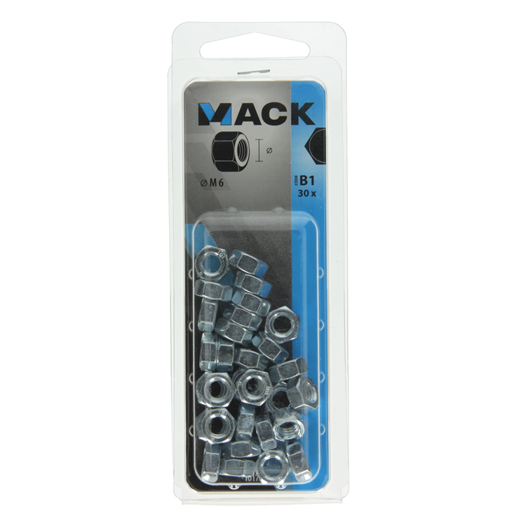 Afbeelding laden in galerijviewer, Mack 1017675 - zeskant moer staal verzinkt 30 st m 6 | 10 stuks