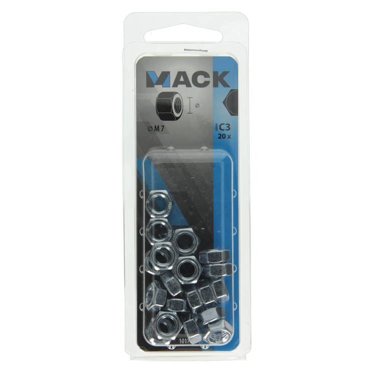 Afbeelding laden in galerijviewer, Mack 1017676 - zeskant moer staal verzinkt 20 st m 7 | 10 stuks