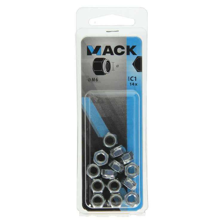 Afbeelding laden in galerijviewer, Mack 1017686 - zeskant borgmoer staal verzinkt 14 st m6 | 10 stuks