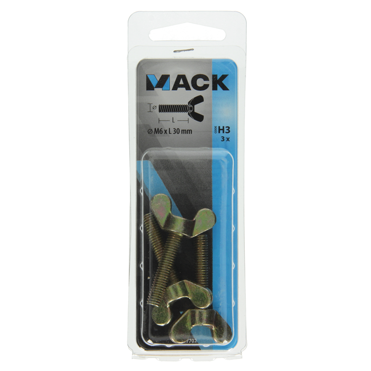 Afbeelding laden in galerijviewer, Mack 1017702 - vleugelschroef geelverzinkt 3 st m6 x 30 mm | 10 stuks