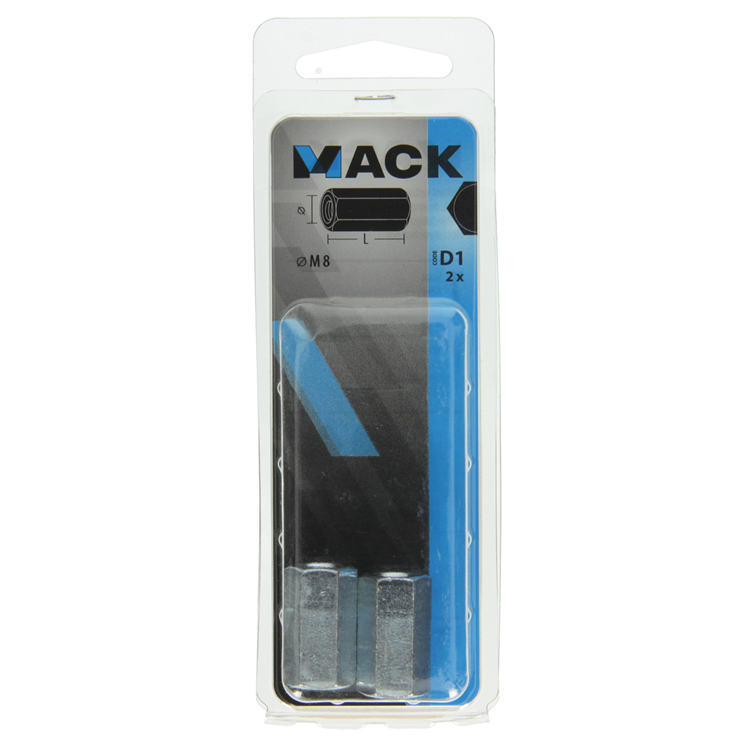 Afbeelding laden in galerijviewer, Mack 1017705 - zeskant verbindingsmoer verzinkt 2 st m8 | 10 stuks