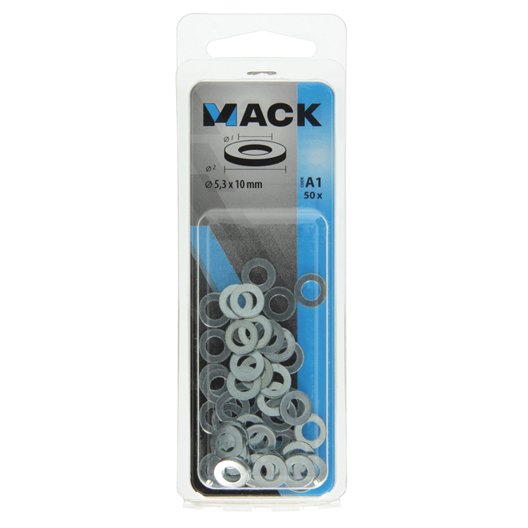 Afbeelding laden in galerijviewer, Mack 1017713 - sluitring staal verzinkt 50 st 5,3 x 10 mm | 10 stuks