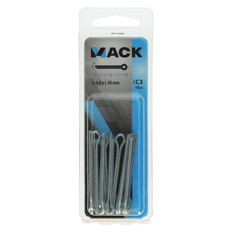 Afbeelding laden in galerijviewer, Mack 1017766 - splitpen staal verzinkt 10 st 4,0 x 40 mm | 10 stuks