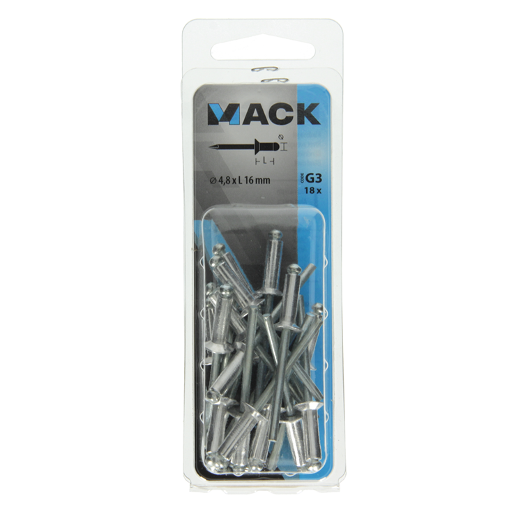 Afbeelding laden in galerijviewer, Mack 1020305 - 18 blindnieten alu 4,8x16mm | 5 stuks