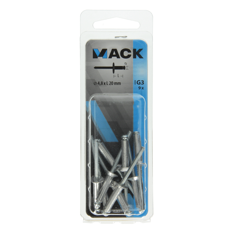 Afbeelding laden in galerijviewer, Mack 1020311 - 9 blindnieten alu brede kop 4,8x20mm | 5 stuks