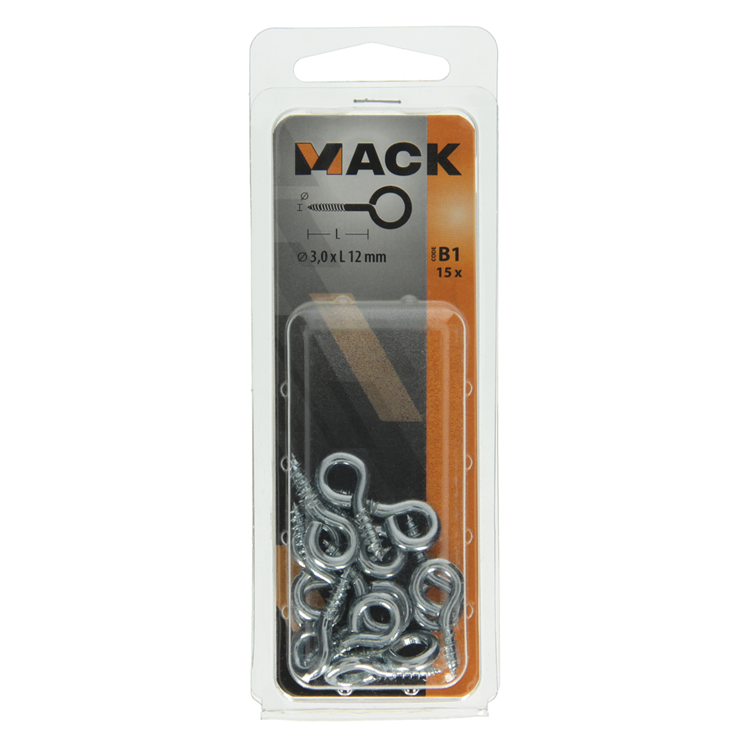 Afbeelding laden in galerijviewer, Mack 1017770 - schroefoog staal verzinkt 15st 3,0 x 12 mm | 10 stuks