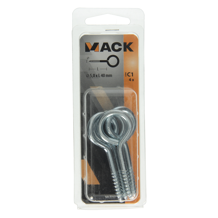Afbeelding laden in galerijviewer, Mack 1017777 - schroefoog staal verzinkt 4 st 5,0 x 40 mm | 10 stuks