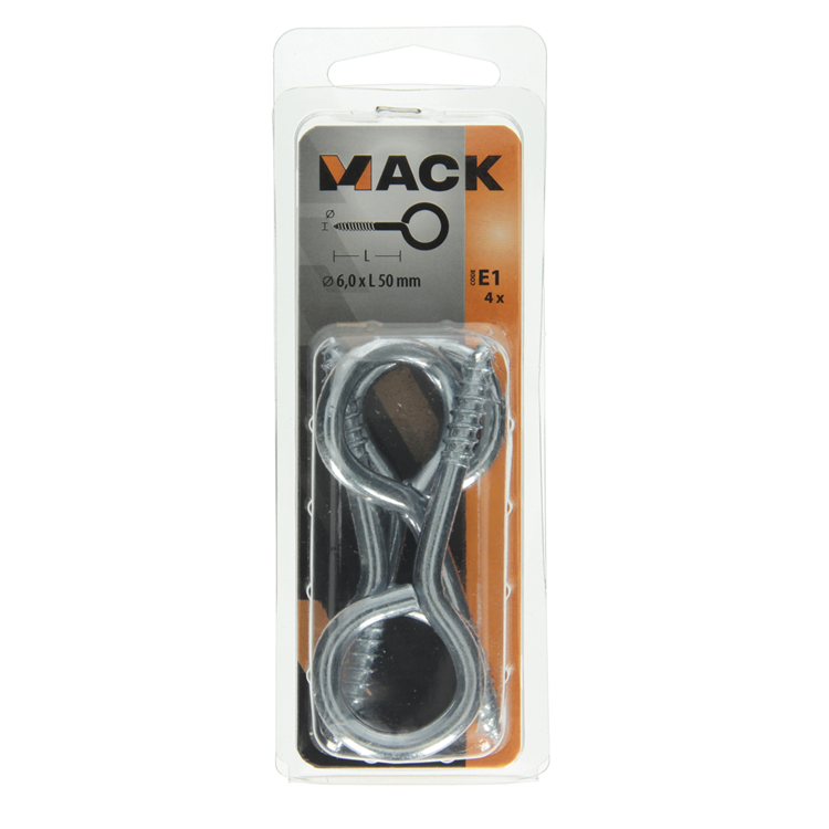 Afbeelding laden in galerijviewer, Mack 1017779 - schroefoog staal verzinkt 4 st 6,0 x 50 mm | 5 stuks