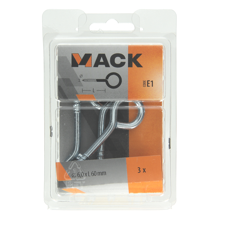 Afbeelding laden in galerijviewer, Mack 1017780 - schroefoog staal verzinkt 3 st 6,0 x 60 mm | 5 stuks
