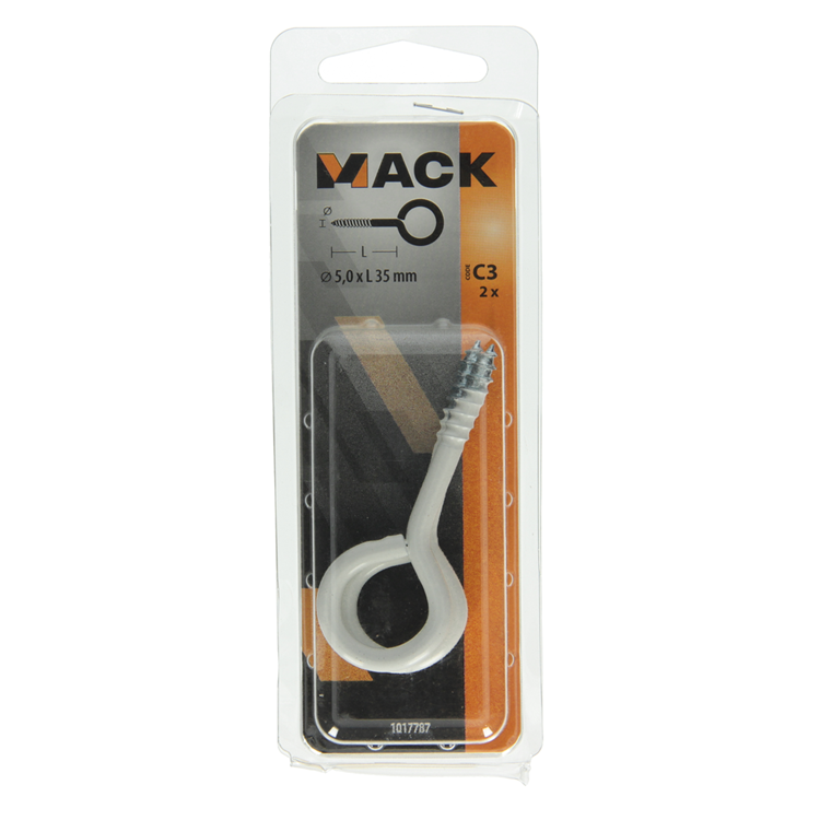 Afbeelding laden in galerijviewer, Mack 1017787 - schroefoog staal wit 2 st 5,0 x 35 mm | 10 stuks