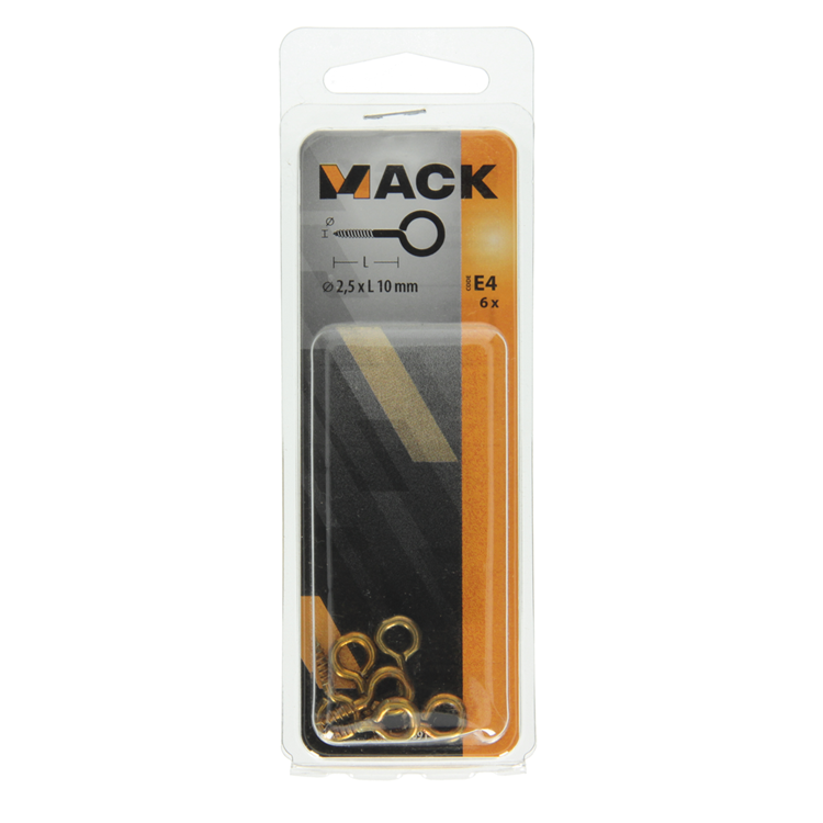 Afbeelding laden in galerijviewer, Mack 1019691 - schroefoog messing 6 st 2,5 x 10mm | 10 stuks