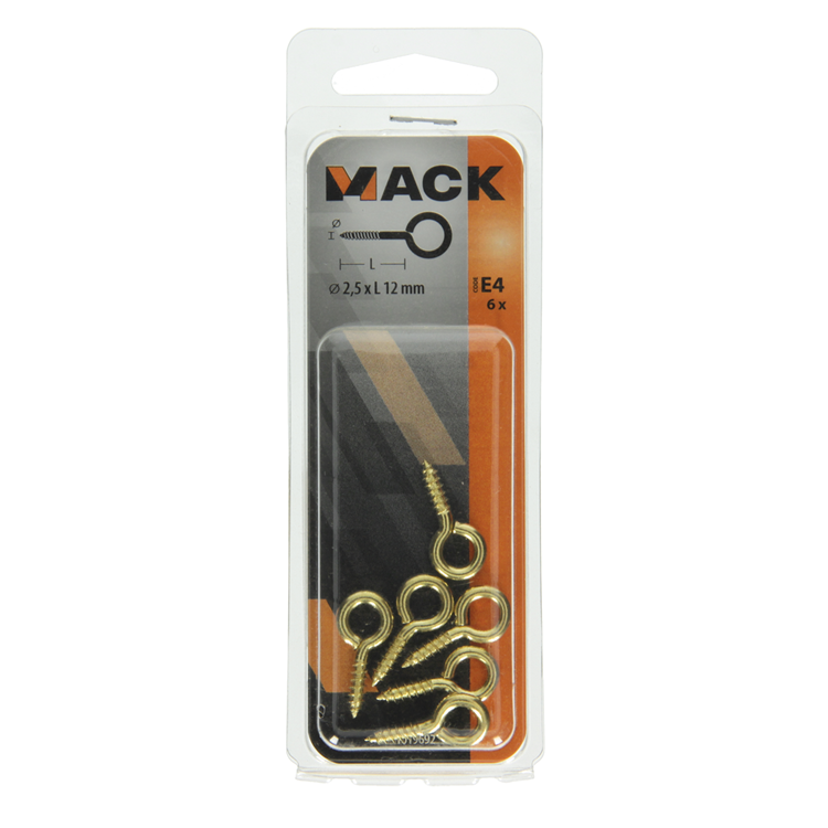 Afbeelding laden in galerijviewer, Mack 1019692 - schroefoog messing 6 st 2,5 x 12mm | 10 stuks