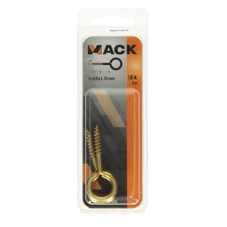Afbeelding laden in galerijviewer, Mack 1019695 - schroefoog messing 2 st 4,0 x 30mm | 10 stuks