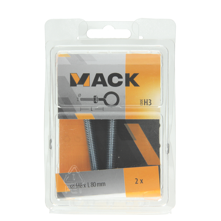 Afbeelding laden in galerijviewer, Mack 1017794 - schroefoog metrisch + moer verzinkt 2 st m8 x 80 mm | 5 stuks