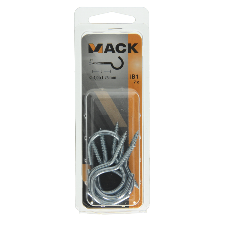 Afbeelding laden in galerijviewer, Mack 1017799 - schroefhaak staal verzinkt 7st 4,0 x 25 mm | 10 stuks