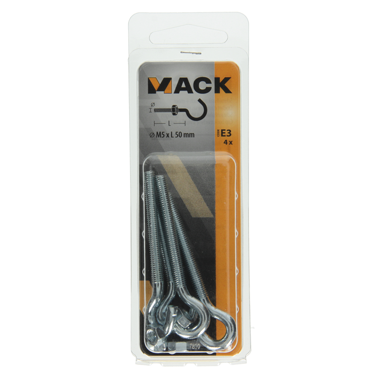 Afbeelding laden in galerijviewer, Mack 1017810 - schroefhaak metrisch + moer verzinkt 4st m5 x 50 mm | 10 stuks