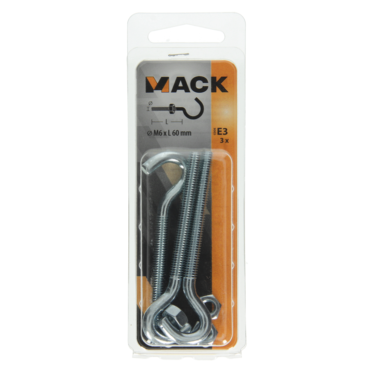 Afbeelding laden in galerijviewer, Mack 1017811 - schroefhaak metrisch + moer verzinkt 3st m6 x 60 mm | 10 stuks