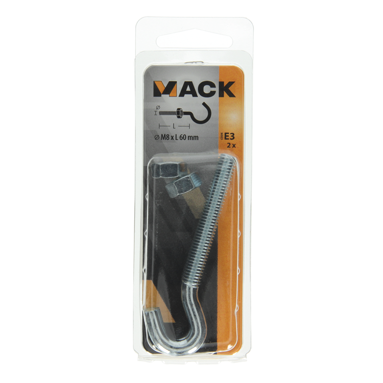 Afbeelding laden in galerijviewer, Mack 1017812 - schroefhaak metrisch + moer verzinkt 2st m8 x 60 mm | 10 stuks