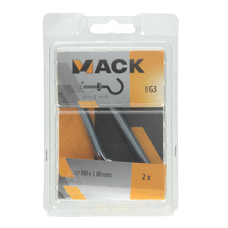 Afbeelding laden in galerijviewer, Mack 1017813 - schroefhaak metrisch + moer verzinkt 2st m8 x 80 mm | 5 stuks