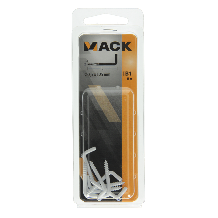 Afbeelding laden in galerijviewer, Mack 1017825 - schroefduim staal wit 8 st 2,5 x 25 mm | 10 stuks