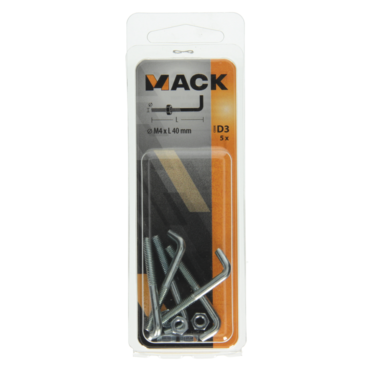 Afbeelding laden in galerijviewer, Mack 1017834 - schroefduim metrisch + moer staal 5 st m4 x 40 mm | 10 stuks