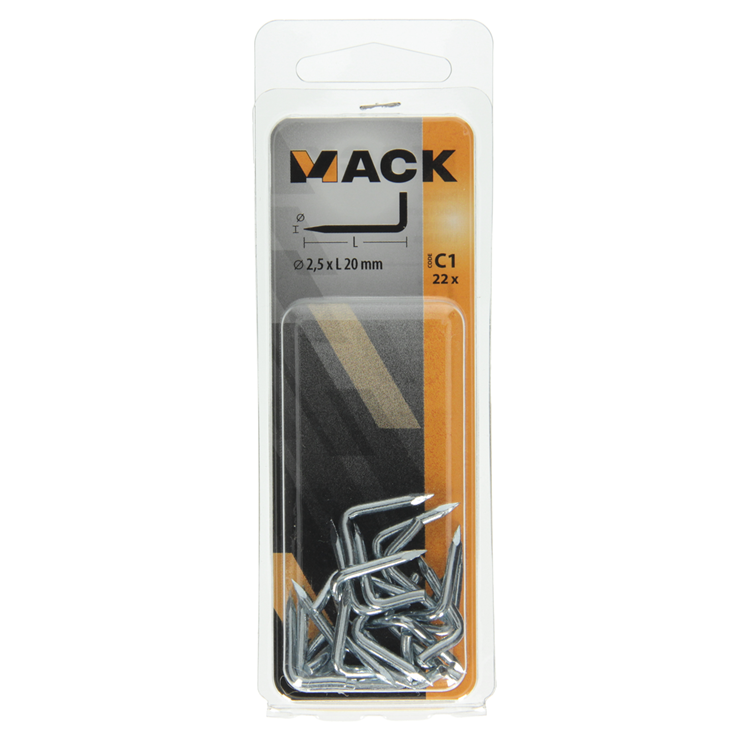 Afbeelding laden in galerijviewer, Mack 1017837 - puntduim staal verzinkt 22 st 2,5 x 20 mm | 10 stuks