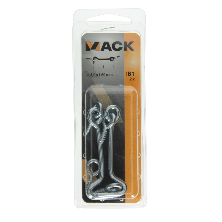 Afbeelding laden in galerijviewer, Mack 1017848 - windhaak staal verzinkt 2 st 4,0 x 60 mm | 10 stuks