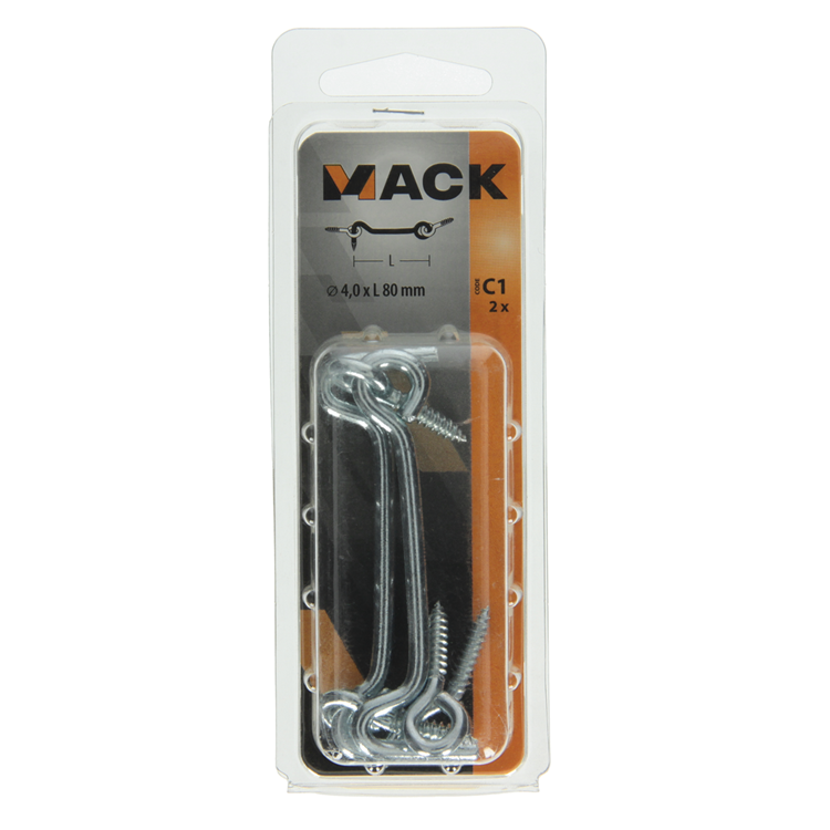 Afbeelding laden in galerijviewer, Mack 1017849 - windhaak staal verzinkt 2 st 4,0 x 80 mm | 5 stuks