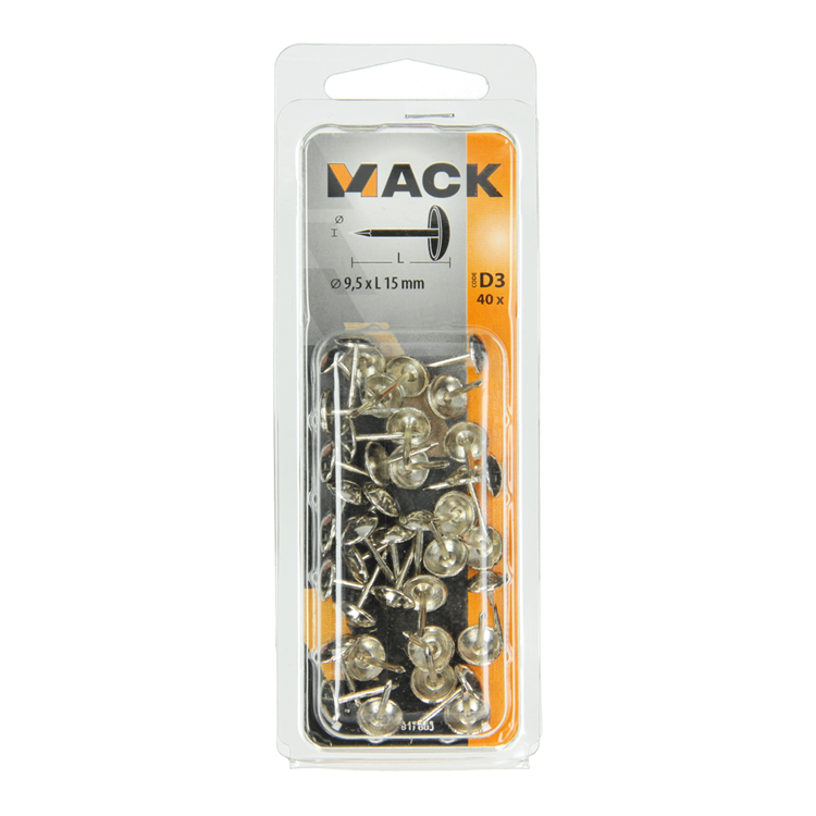 Afbeelding laden in galerijviewer, Mack 1017863 - garniernagel staal vernikkeld 40 st 9,5 x 15 mm | 10 stuks