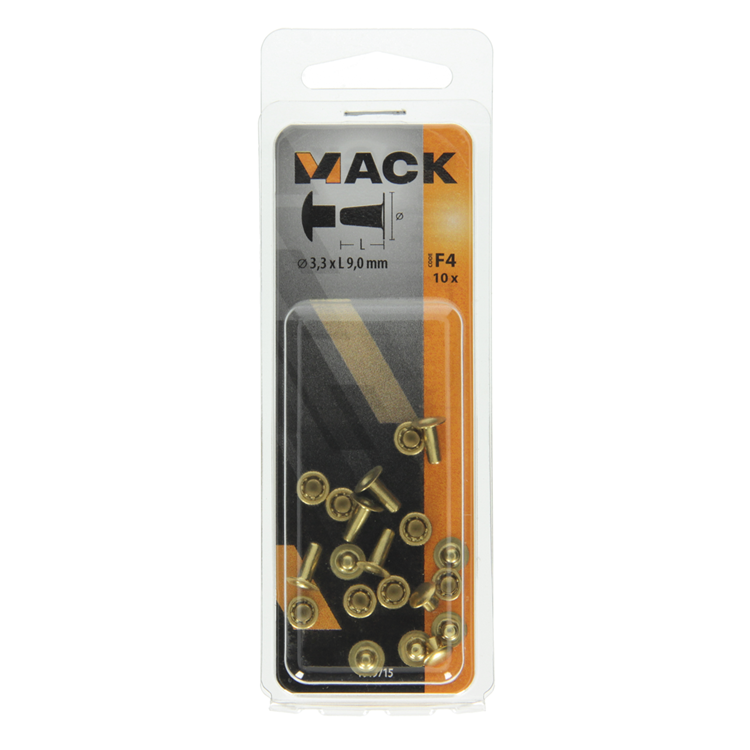 Afbeelding laden in galerijviewer, Mack 1019715 - klinknagel messing 10 st 3,3 x 9,0mm | 10 stuks
