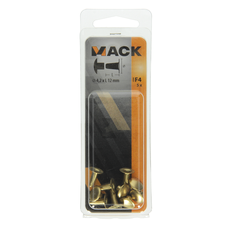 Afbeelding laden in galerijviewer, Mack 1019718 - klinknagel messing 5 st 4,2 x 12 mm | 10 stuks