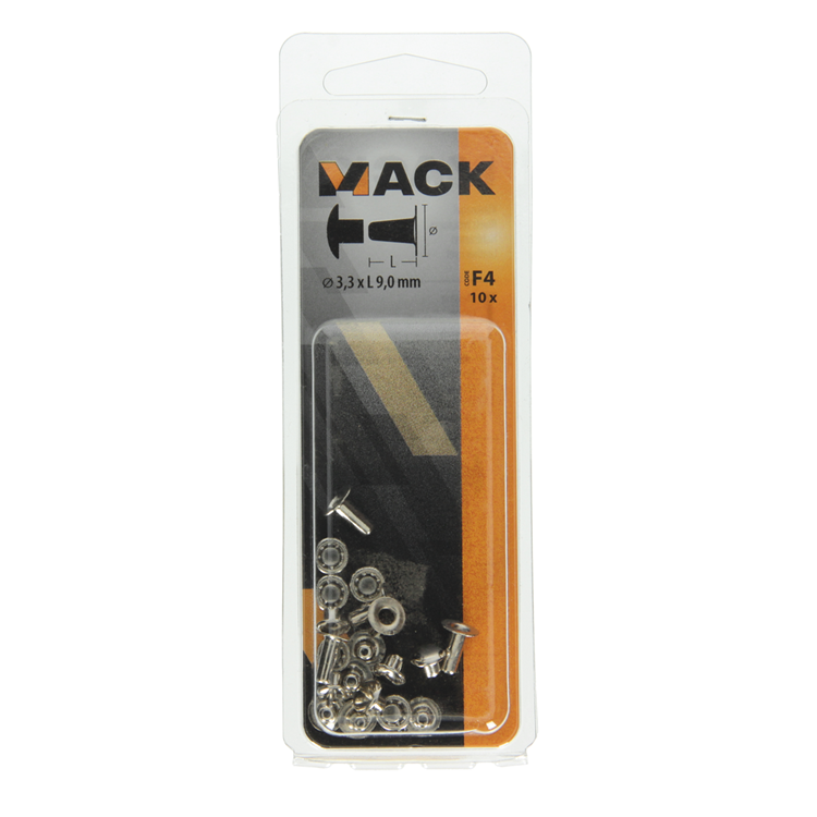 Afbeelding laden in galerijviewer, Mack 1019722 - klinknagel messing vernikkeld 10 st 3,3 x 9,0mm | 10 stuks