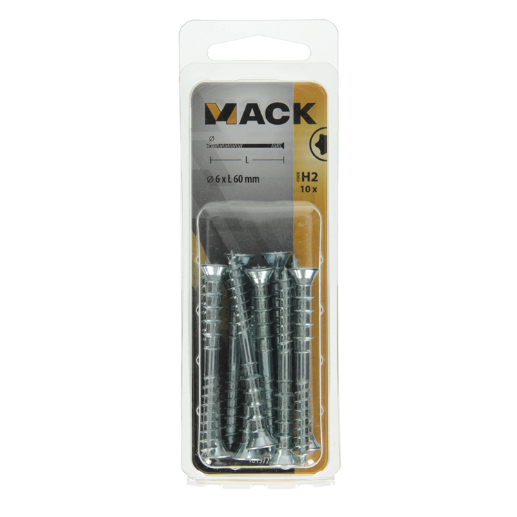 Afbeelding laden in galerijviewer, Mack 1019725 - regelschroef verzinkt 10 st 6 x 60 mm | 10 stuks