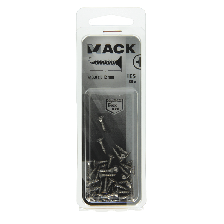 Afbeelding laden in galerijviewer, Mack 1019729 - spaanplaatschroef vz kop rvs 35 st 3,0 x 12 mm | 10 stuks