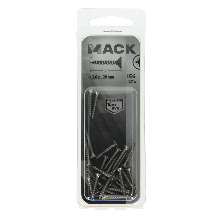 Afbeelding laden in galerijviewer, Mack 1019731 - spaanplaatschroef vz kop rvs 27 st 3,0 x 20 mm | 10 stuks