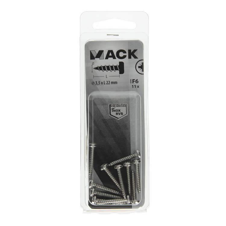 Afbeelding laden in galerijviewer, Mack 1019783 - zelftappende schroef cyl.kop a2 11 st 3,5 x 22 mm | 10 stuks