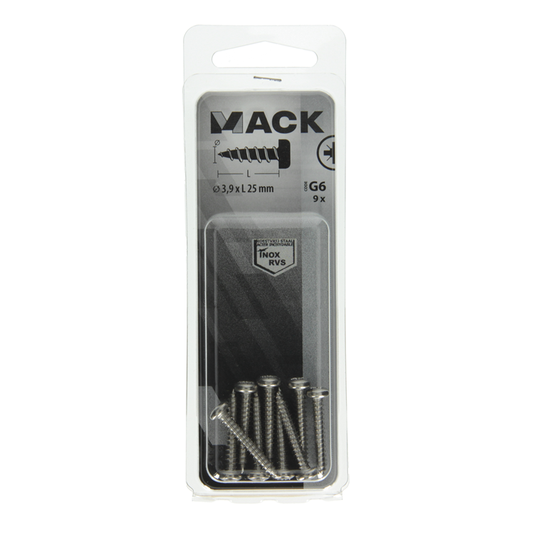 Afbeelding laden in galerijviewer, Mack 1019787 - zelftappende schroef cyl.kop a2 9 st 3,9 x 25 mm | 10 stuks