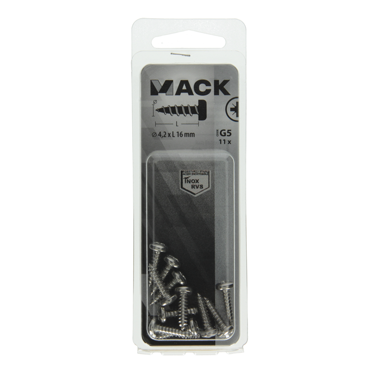 Afbeelding laden in galerijviewer, Mack 1019789 - zelftappende schroef cyl.kop a2 11 st 4,2 x 16 mm | 10 stuks
