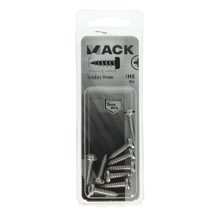 Afbeelding laden in galerijviewer, Mack 1019793 - zelftappende schroef cyl.kop a2 9 st 4,8 x 19 mm | 10 stuks