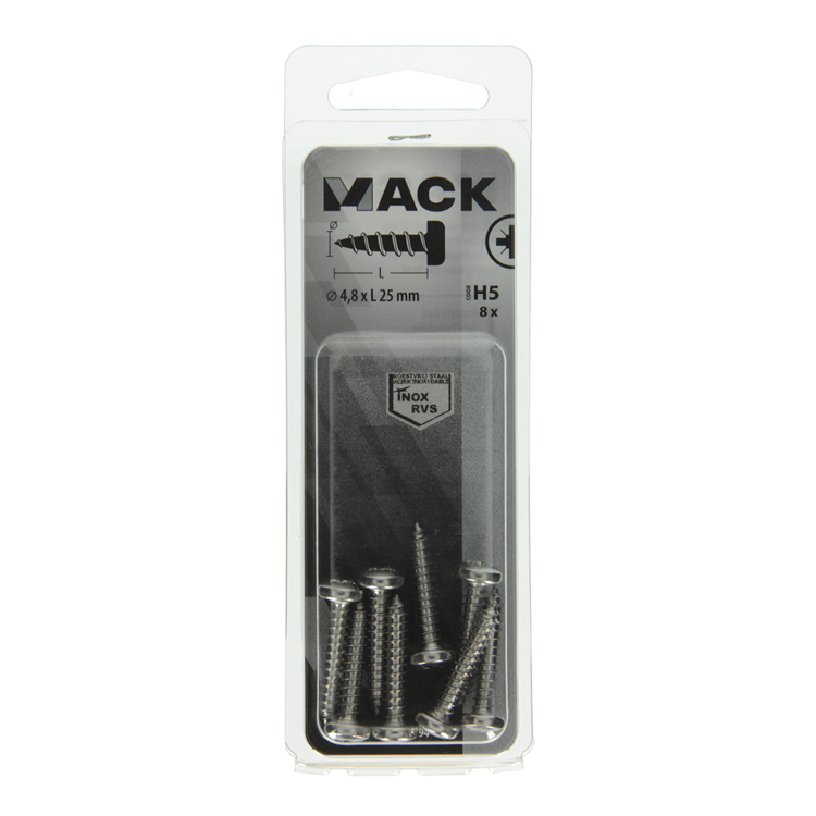 Afbeelding laden in galerijviewer, Mack 1019794 - zelftappende schroef cyl.kop a2 8 st 4,8 x 25 mm | 10 stuks