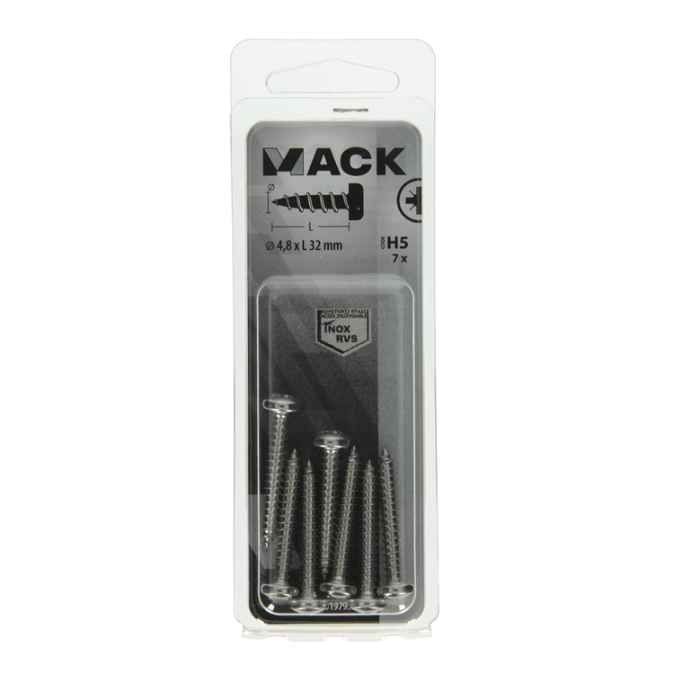 Afbeelding laden in galerijviewer, Mack 1019795 - zelftappende schroef cyl.kop a2 7 st 4,8 x 32 mm | 10 stuks