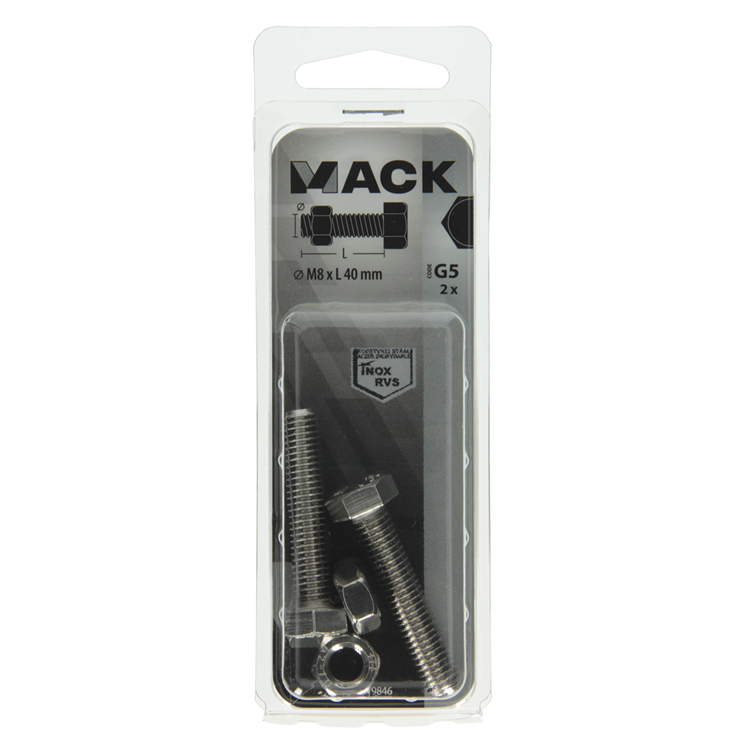 Afbeelding laden in galerijviewer, Mack 1019846 - tapbout + moer roestvrijstaal 2 st m8x40 | 10 stuks