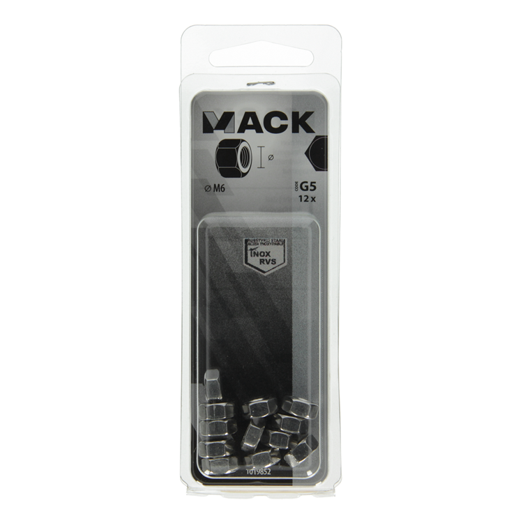Afbeelding laden in galerijviewer, Mack 1019852 - zeskantmoer inox a2 12 st m6 | 10 stuks