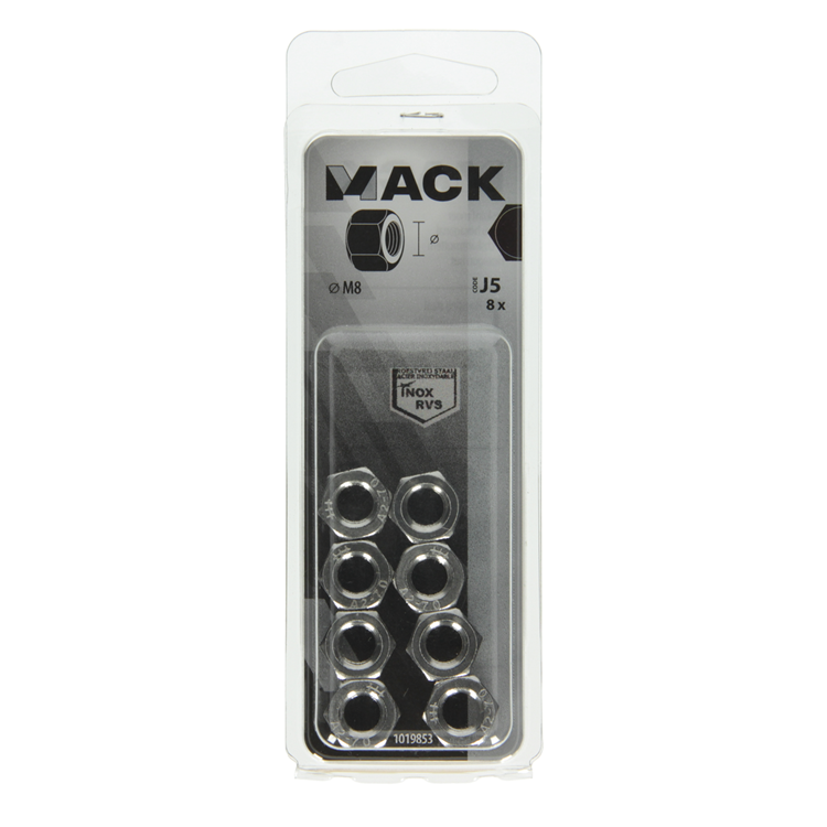 Afbeelding laden in galerijviewer, Mack 1019853 - zeskantmoer inox a2 8 st m8 | 10 stuks