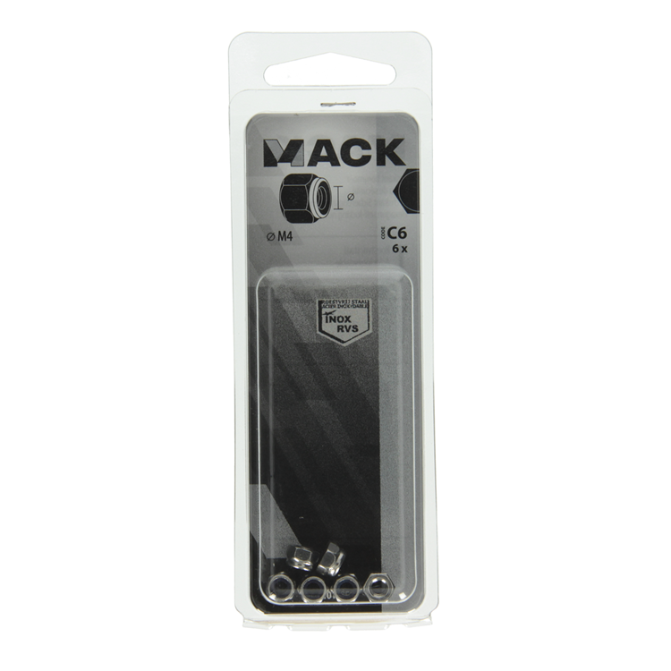 Afbeelding laden in galerijviewer, Mack 1019856 - zeskant borgmoer inox a2 6 st m 4 | 10 stuks