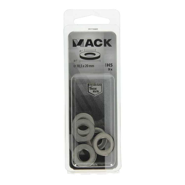 Afbeelding laden in galerijviewer, Mack 1019874 - sluitring inox a2 9 st m10 | 10 stuks