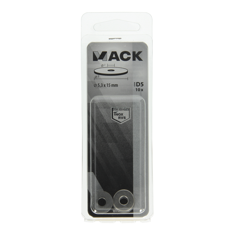 Afbeelding laden in galerijviewer, Mack 1019877 - carrosserie sluitring inox a2 10 st 5,3x15 | 10 stuks