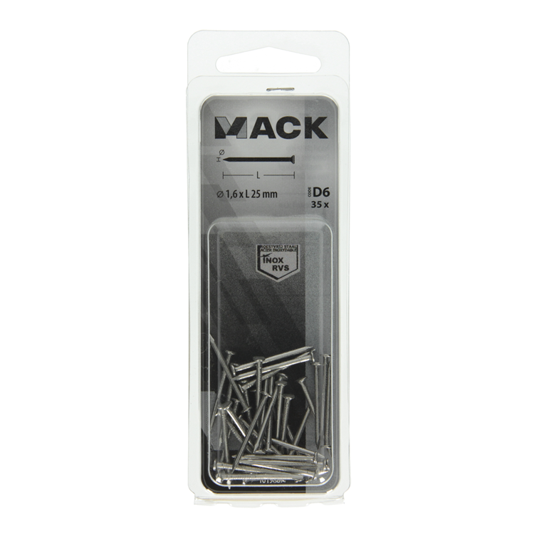 Laden Sie das Bild in Galerie -Viewer, Mack 1019887 - nagel platte kop inox a2 35 st1,6 x 25 mm | 10 stuks